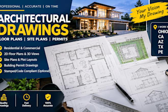 create architectural floor plans, site plans, ohio, ca, az, tx, and pe drawing