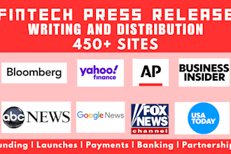 write fintech press release distribute product launches funding business news