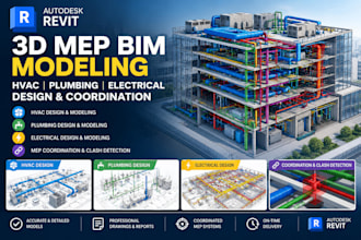provide 3d mep bim modeling, hvac, plumbing, electrical design and coordination