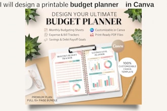 design a printable budget planner in canva