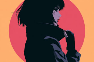 make vector minimalist anime for album cover logo wallpaper