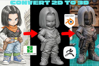 convert 2d to 3d model 3d toy character model  image to stl for 3d printing