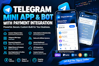 develop telegram mini app and telegram bot with payment integration