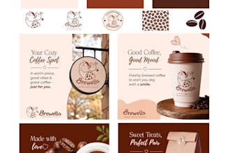 design a complete brewella style cafe branding package