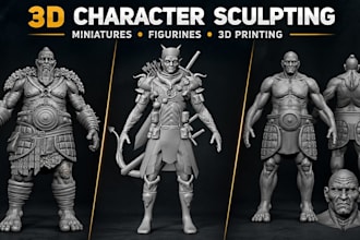 sculpt 3d character model, 3d miniature tabletop and figurine for 3d printing