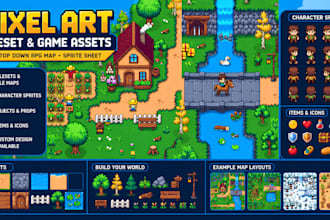 do pixel art tileset background rpg map 2d top down game assets sprite sheet