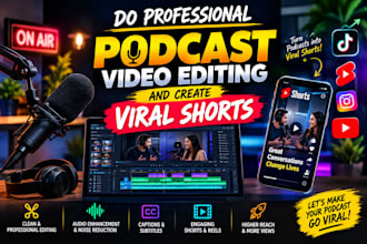 do professional podcast video edting and create viral shorts