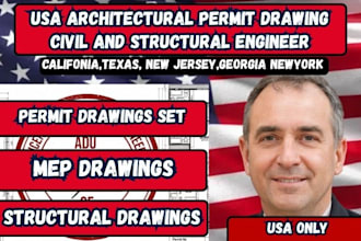 draft city permit drawings, architectural construction and structural drawings