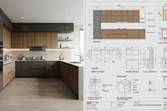 l create cabinet shop drawings, millwork drawings, cabinetry plans, elevations