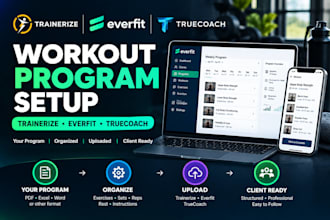 set up and upload your workout program in trainerize everfit or truecoach