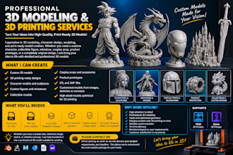 do 3d modeling and 3d printing, custom stl and 3d designs