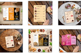 design food menu or digital menu board in 24 hours
