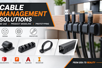cable management hardware, 3d cad, cable organizer design, product prototyping
