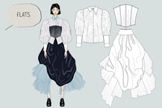 create fashion technical flats and garment sketches