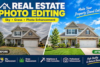 do sky change, grass replace, and enhance your real estate photo