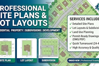 create residential property site plans, lot layouts and subdivision plans