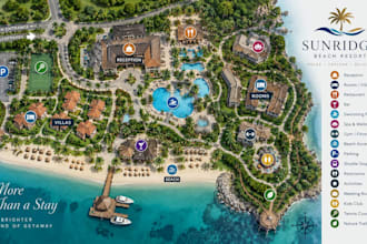 design hotel, resort, campground, hospitality, navigation and wayfinding maps