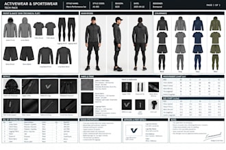 create an activewear and sportswear tech pack for your clothing brand
