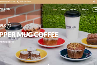 design coffee website, cafe website, restaurant website, ecommerce store