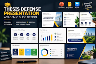 design thesis defense pitch deck, academic slides design powerpoint presentation