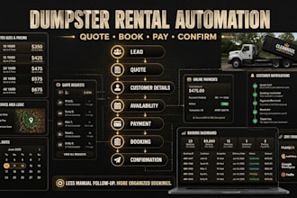 build dumpster cleaning services rental booking instant quote automation website