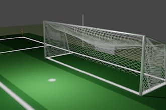 create a 3d football goal post, net and game ready soccer goal model