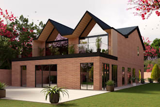 revit 3d brick house model,open plan apartment interior,uk home extension render