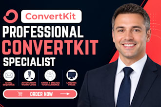 setup convertkit account design email sequence automation, kit landing page