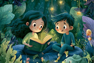 children story book illustration, story book, book illustration