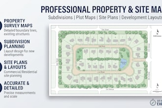 draw real estate property map, subdivision map, plot map, plat map and site plan