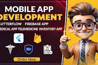 mobile app, flutterflow, firebase app, medical app, telemedicine, inventory app
