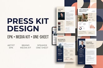 design a professional press kit, media kit, epk and one sheet