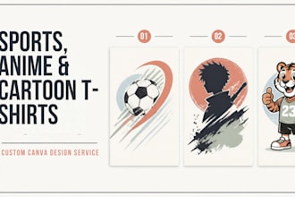 create canva sports, anime and cartoon t shirt designs, sports t shirts, anime