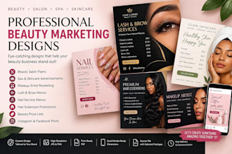 design beauty salon, makeup, lash, nail and skincare flyers