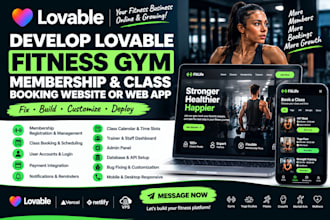 develop lovable fitness gym membership and class booking website or web app fix