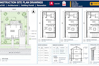 construction site plan drawings autocad architectural building permit revonation