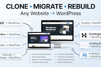 clone or migrate wix, webflow, lovable, hostinger, ai website to wordpress