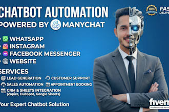build a manychat chatbot for whatsapp, instagram, facebook and telegram