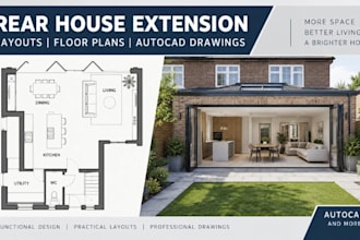 design rear house extension layouts floor plans autocad drawings