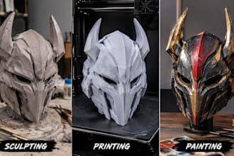 sculpt, print and paint custom cosplay masks, helmets and armor