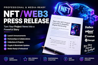 do nft press release writing for web3 crypto blockchain nft brands launches