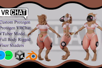 design custom protogen vrchat avatar 3d furry vtuber model