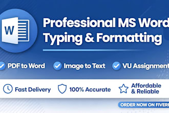 do ms word typing, pdf to word, and vu assignment formatting