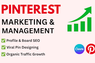 be your pinterest manager and canva pin designer for organic traffic