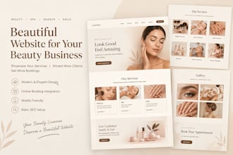 create a beauty salon website for makeup, spa and nail extension services