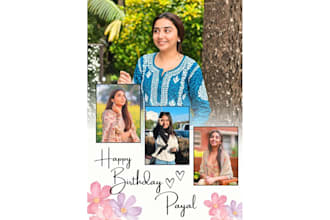 create custom birthday photo collage and name art design