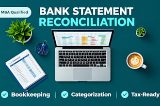 reconcile bank statements, categorize transactions for bookkeeping