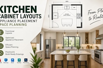 design kitchen cabinet layouts, appliance placements space planning