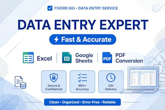 do accurate data entry, excel work and web research fast