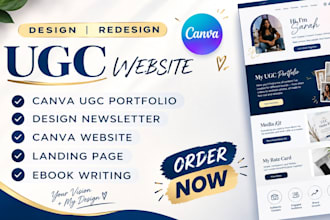 design canva ugc wbsite, portfolio website media kit and rate card design